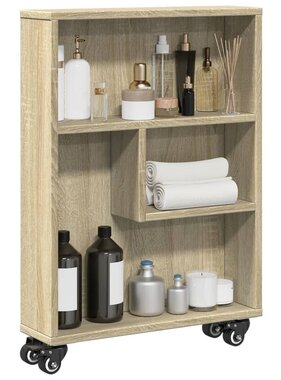VidaXL Opbergtrolley smal 48x13x68 cm bewerkt hout sonoma eikenkleurig