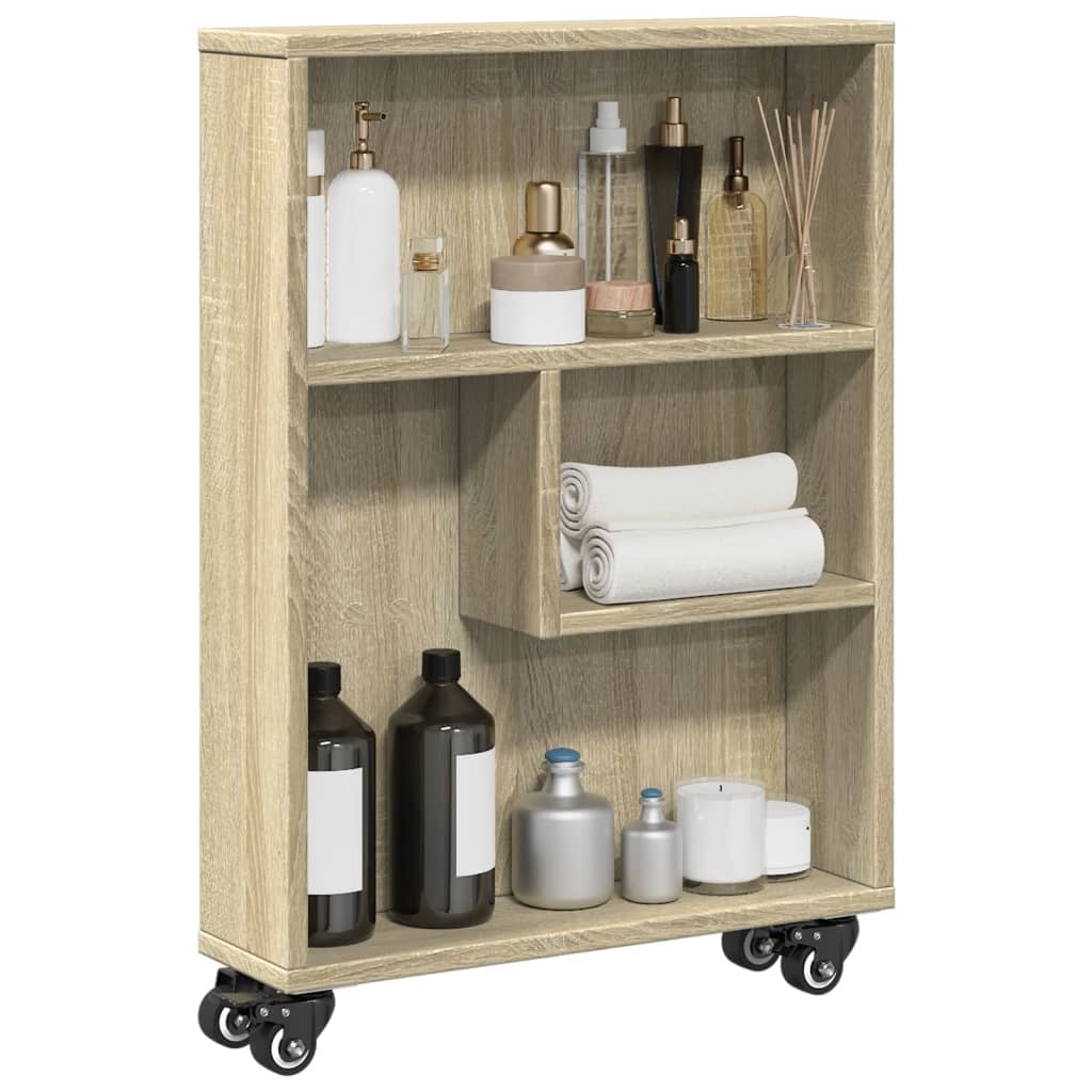 VidaXL Opbergtrolley smal 48x13x68 cm bewerkt hout sonoma eikenkleurig