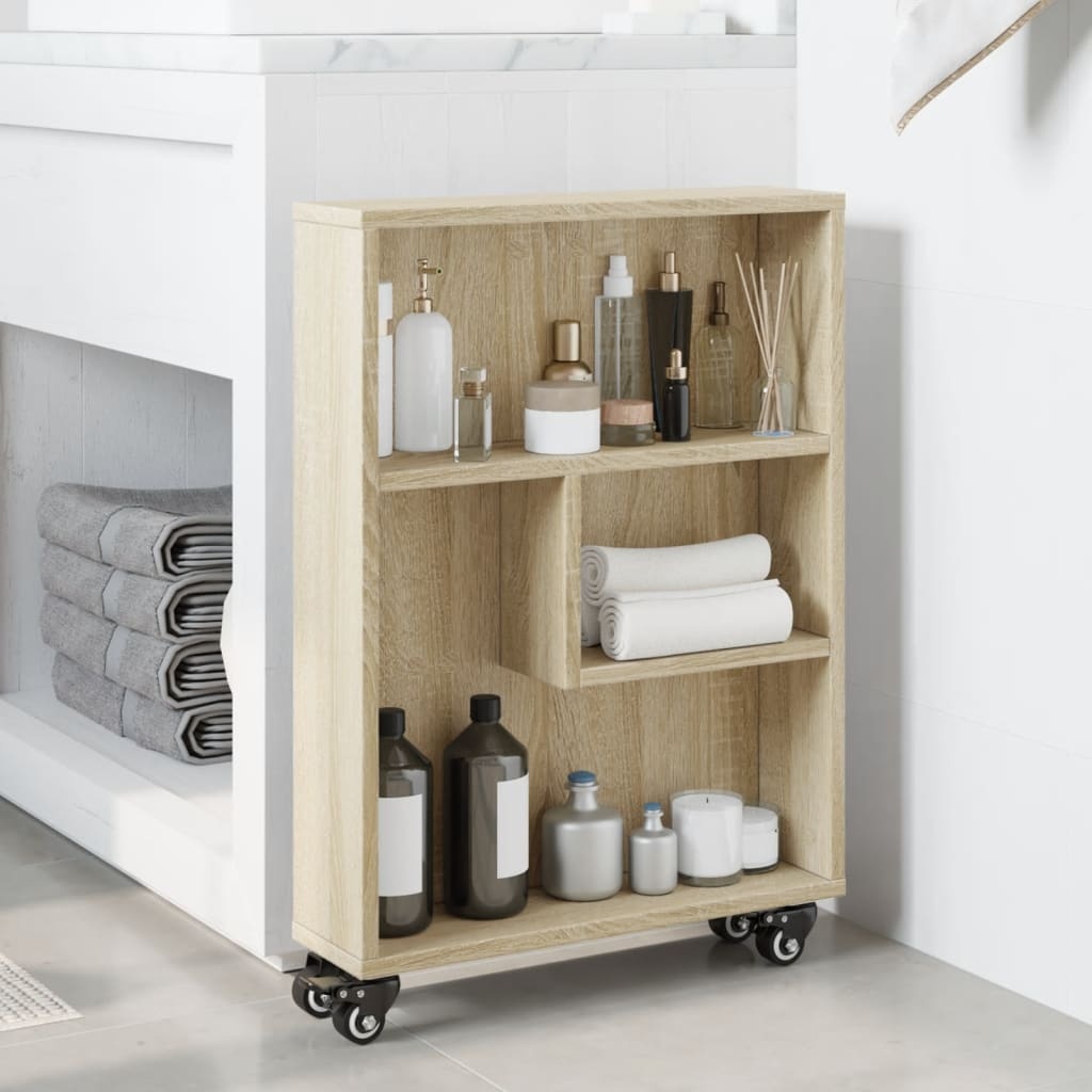 VidaXL Opbergtrolley smal 48x13x68 cm bewerkt hout sonoma eikenkleurig