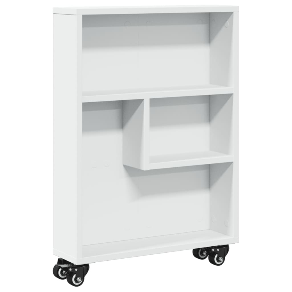 VidaXL Opbergtrolley smal 48x13x68 cm bewerkt hout wit
