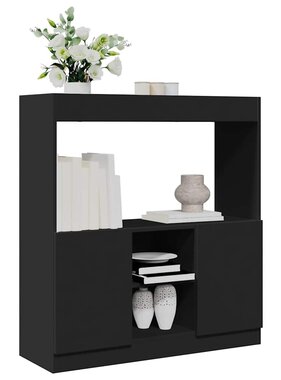 VidaXL Hoge kast 92x33x100 cm bewerkt hout zwart