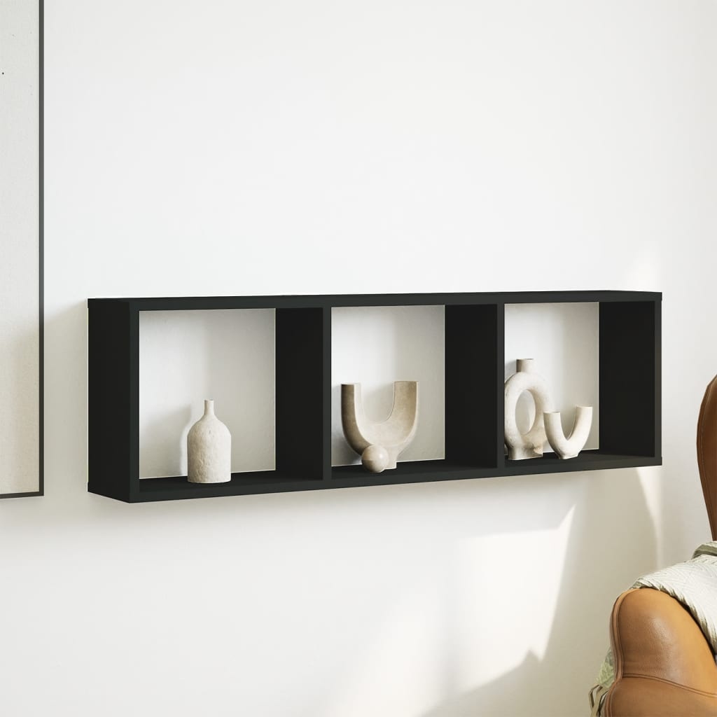 VidaXL Wandkast 100x16x30 cm bewerkt hout zwart