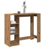 VidaXL Bartafel met schap 124x46x103,5 cm hout artisanaal eikenkleurig