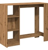 VidaXL Bartafel met schap 124x46x103,5 cm hout artisanaal eikenkleurig
