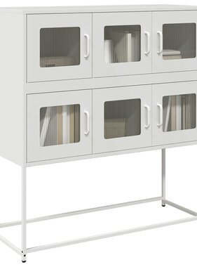 VidaXL Dressoir 100,5x39x107 cm koudgewalst staal wit