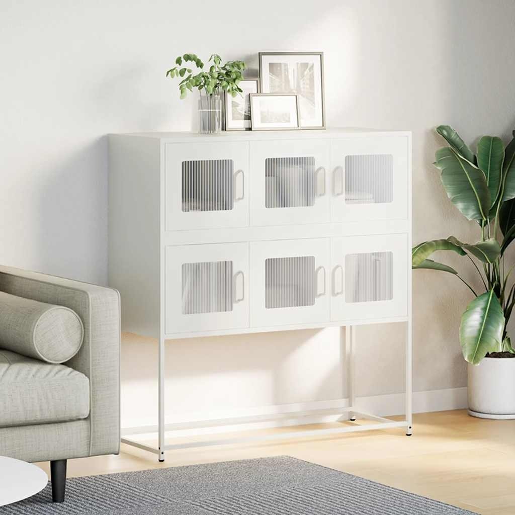 VidaXL Dressoir 100,5x39x107 cm koudgewalst staal wit