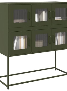 VidaXL Dressoir 100,5x39x107 cm koudgewalst staal olijfgroen