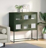 VidaXL Dressoir 100,5x39x107 cm koudgewalst staal olijfgroen