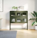 VidaXL Dressoir 100,5x39x107 cm koudgewalst staal olijfgroen