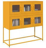 VidaXL Dressoir 100,5x39x107 cm koudgewalst staal mosterdgeel