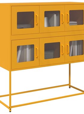 VidaXL Dressoir 100,5x39x107 cm koudgewalst staal mosterdgeel