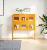 VidaXL Dressoir 100,5x39x107 cm koudgewalst staal mosterdgeel