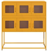 VidaXL Dressoir 100,5x39x107 cm koudgewalst staal mosterdgeel