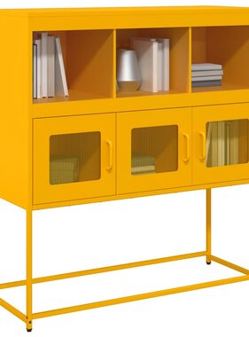 VidaXL Dressoir 100,5x39x107 cm koudgewalst staal mosterdgeel