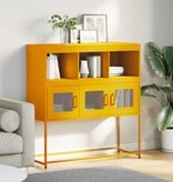 VidaXL Dressoir 100,5x39x107 cm koudgewalst staal mosterdgeel