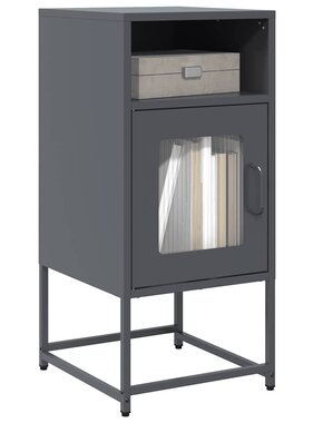 VidaXL Nachtkastje 36x39x78 cm koudgewalst staal antracietkleurig