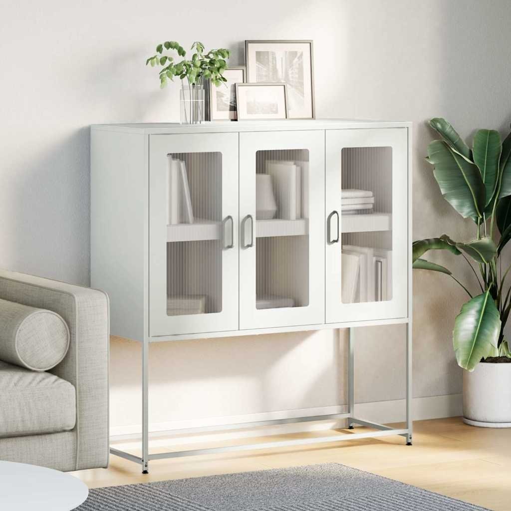 VidaXL Dressoir 100,5x39x107 cm koudgewalst staal wit