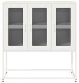 VidaXL Dressoir 100,5x39x107 cm koudgewalst staal wit