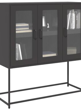 VidaXL Dressoir 100,5x39x107 cm koudgewalst staal zwart