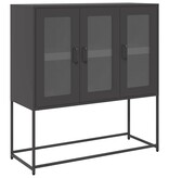 VidaXL Dressoir 100,5x39x107 cm koudgewalst staal zwart