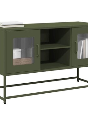 VidaXL Tv-meubel 100,5x39x60,5 cm staal olijfgroen