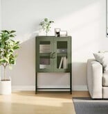 VidaXL Hoge kast 68x39x107 cm staal olijfgroen