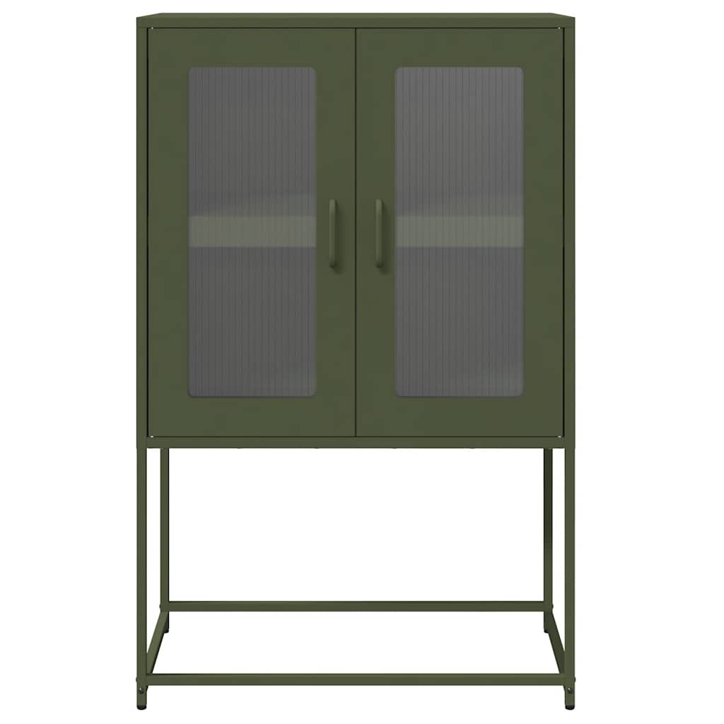 VidaXL Hoge kast 68x39x107 cm staal olijfgroen
