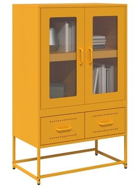 VidaXL Hoge kast 68x39x111,5 cm staal mosterdgeel