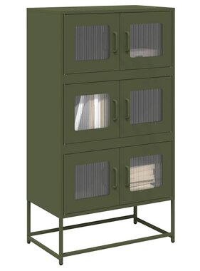 VidaXL Hoge kast 68x39x123 cm staal olijfgroen