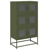 VidaXL Hoge kast 68x39x123 cm staal olijfgroen