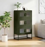 VidaXL Hoge kast 68x39x123 cm staal olijfgroen