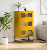 VidaXL Hoge kast 68x39x123 cm staal mosterdgeel