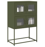 VidaXL Hoge kast 68x39x107 cm staal olijfgroen