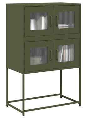 VidaXL Hoge kast 68x39x107 cm staal olijfgroen