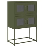 VidaXL Hoge kast 68x39x107 cm staal olijfgroen