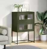 VidaXL Hoge kast 68x39x107 cm staal olijfgroen