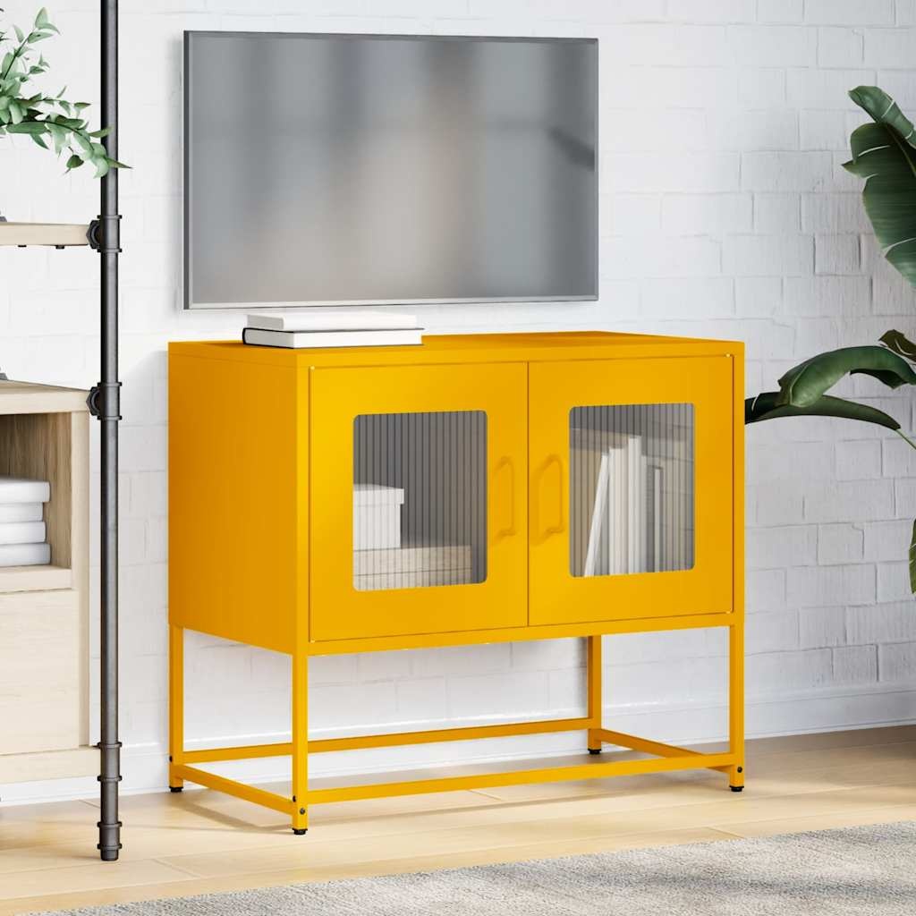 VidaXL Tv-meubel 68x39x60,5 cm koudgewalst staal mosterdgeel
