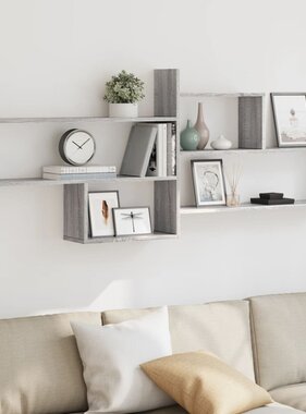 VidaXL Wandschap 167,5x18x68 cm bewerkt hout grijs sonoma eikenkleurig