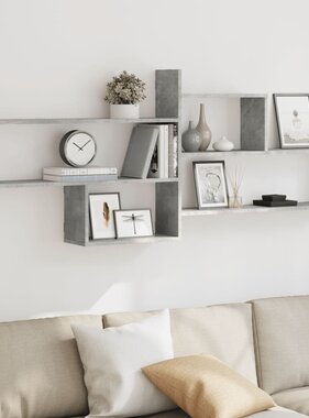 VidaXL Wandschap 167,5x18x68 cm bewerkt hout betongrijs