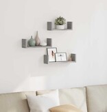 VidaXL Wandschappen 3 st bewerkt hout betongrijs