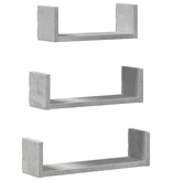 VidaXL Wandschappen 3 st bewerkt hout betongrijs