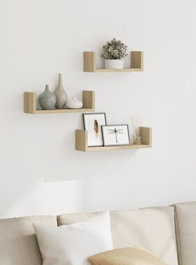 VidaXL Wandschappen 3 st bewerkt hout sonoma eikenkleurig