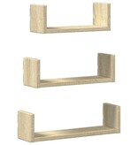 VidaXL Wandschappen 3 st bewerkt hout sonoma eikenkleurig