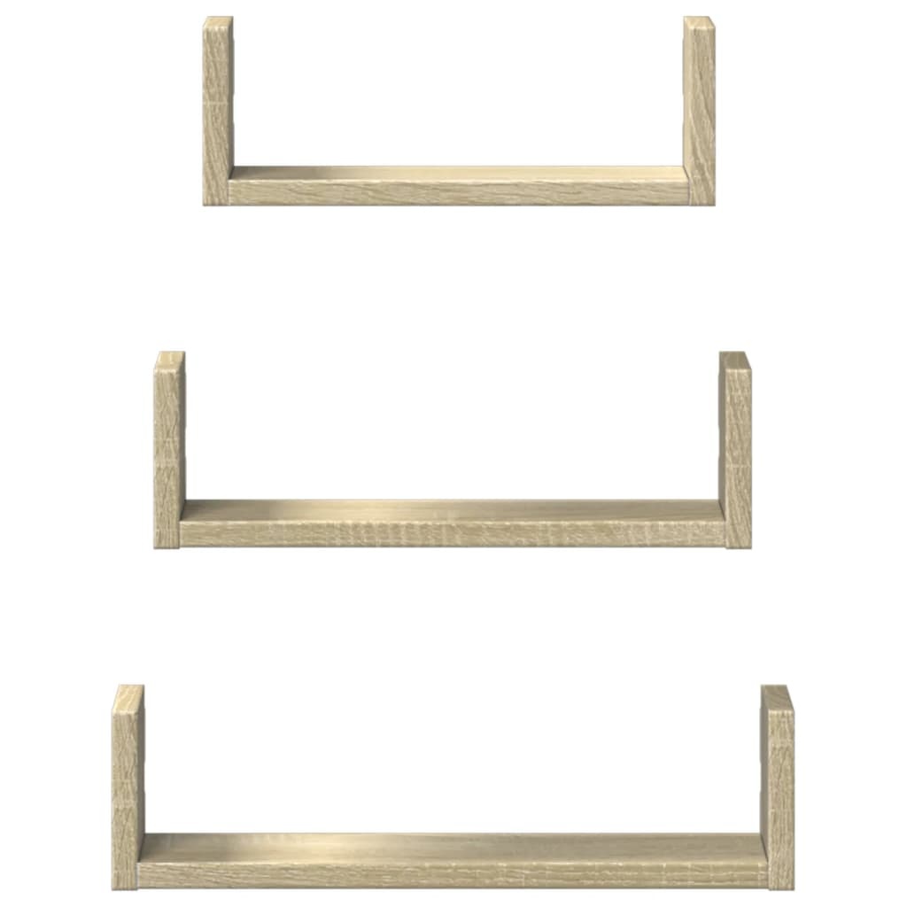 VidaXL Wandschappen 3 st bewerkt hout sonoma eikenkleurig