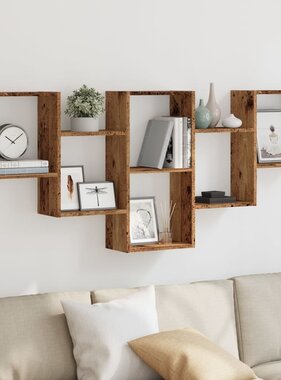 VidaXL Wandschap 159x18x66 cm bewerkt hout oud houtkleurig