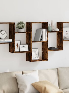 VidaXL Wandschap 159x18x66 cm bewerkt hout gerookt eikenkleurig