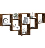 VidaXL Wandschap 159x18x66 cm bewerkt hout gerookt eikenkleurig