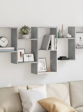 VidaXL Wandschap 159x18x66 cm bewerkt hout betongrijs