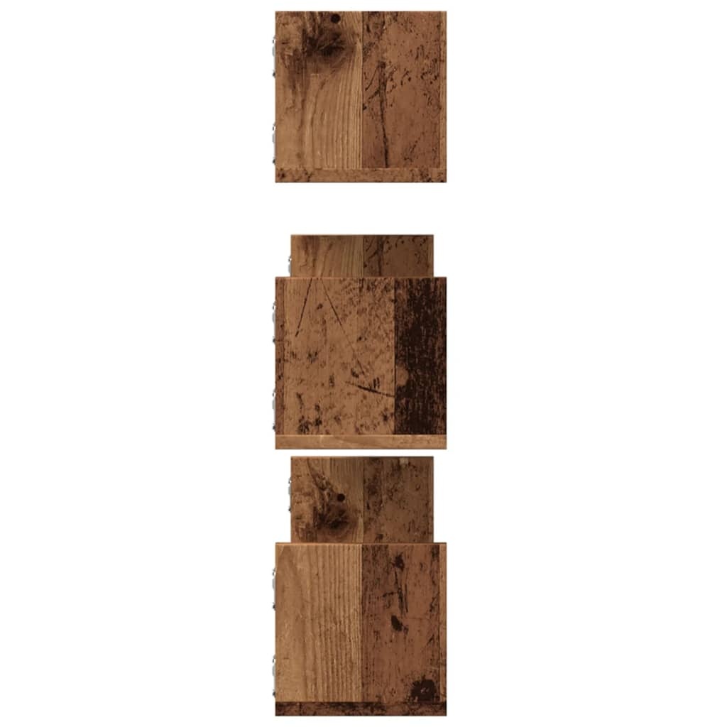 VidaXL Wandschappen 3 st 80x18x18 cm bewerkt hout oud houtkleurig