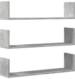 VidaXL Wandschappen 3 st 80x18x18 cm bewerkt hout betongrijs
